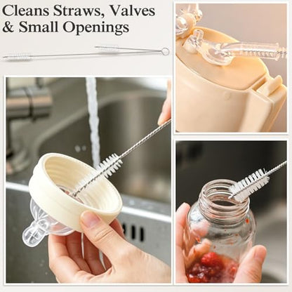MASTERTOP 9 Pieces Bottle Brush Set - Long Water Bottle and Straw Brush Cleaning Set BPA Free Bottle Cleaner Brush for Baby Bottle Pipes Coffee Grinder Teapot Narrow Neck Wide Mouth Water Bottles