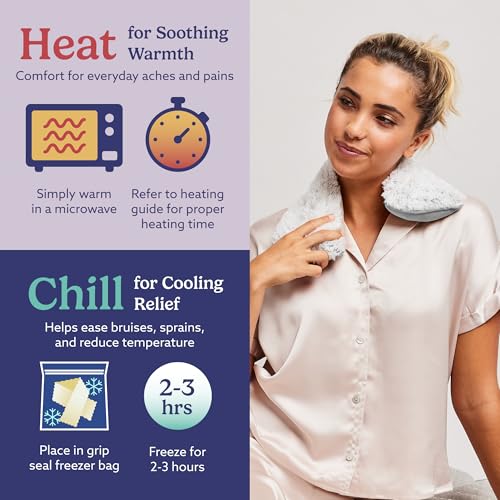 warmies Microwavable Neck & Shoulder Wrap - Weighted Neck Wrap - Microwavable Heat Pack for Shoulders - Chillable Heating Pad with Lavender for Aches & Pain - Marshmallow Gray, 19 x 5 x 3 in, 2 lb - color: Marshmallow Gray