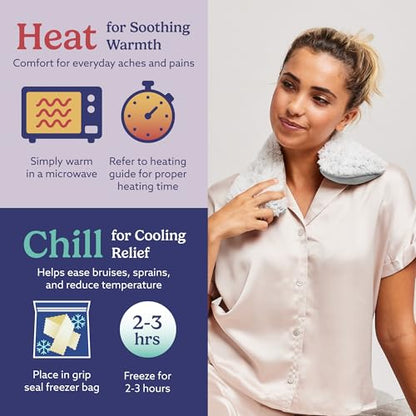 warmies Microwavable Neck & Shoulder Wrap - Weighted Neck Wrap - Microwavable Heat Pack for Shoulders - Chillable Heating Pad with Lavender for Aches & Pain - Marshmallow Gray, 19 x 5 x 3 in, 2 lb - color: Marshmallow Gray