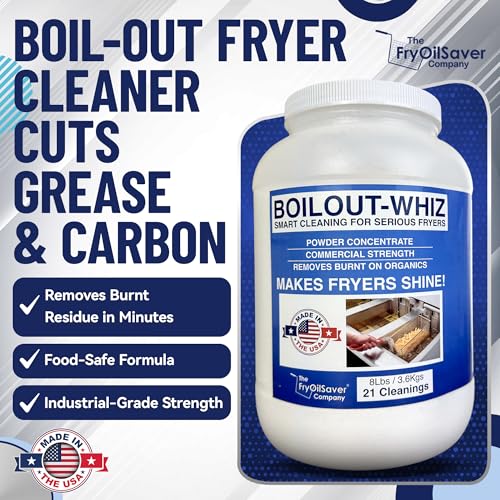 8LB Boil-Out Whiz Deep Fryer Cleaner - Degreaser Powder for Commercial Kitchen Cleaning Oil Saver - Deep Fryer Pot & Coil Safe - Extend Oil Life, Save Time & Energy - by FryOilSaver Co - size: 128 Ounce (Pack of 1)