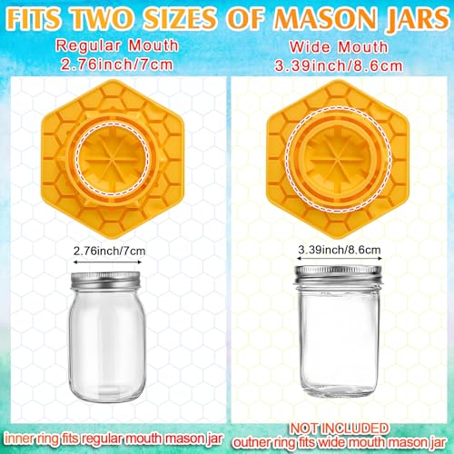 8 Pack Bee Feeder for Mason Jar Bee Watering Station Garden Silicone Sugar Water Feeder Beekeeping Drinking Equipment Tools with Mason Jars for Drinking Water(Ginger Yellow,Hexagon) - color: Ginger Yellow, style: Hexagon
