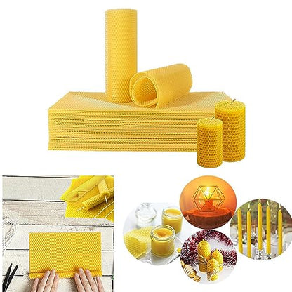 TooGet Beeswax Foundation Sheets, 10-Pack Natural Yellow Beeswax Sheets for Beekeeping Hive Frames & Candle Making Supplies - 13.3 x 9 cm