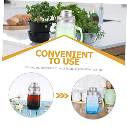 304 Stainless Steel Mason Jar Lid Wear-Resistant Cocktail Shaker Cover No-Leak Design for Home Use and Seasoning Storage Compact Jar Covers for Salt Pepper and Spices