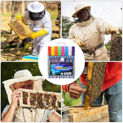 Queen Bee Marker - 8 Colours Bee Marking Kit | Water Based Paint Pen,Quick-Drying Maker Pen Tool Beekeeper M for Beehive Management, Beekeeping Supplies for Queen Bees Markingaker,