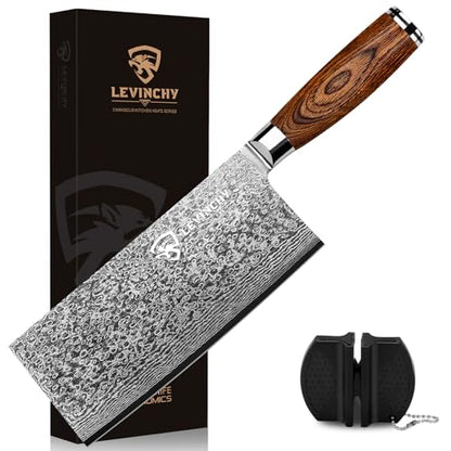 Damascus 8 inch Cleaver Knife, Professional Handmade Damascus Stainless Steel Kitchen Knife, Superb Edge Retention, Stain & Corrosion Resistant, Ergonomic PAKKA Wood Handle - color: 8" Damascus Cleaver Knife