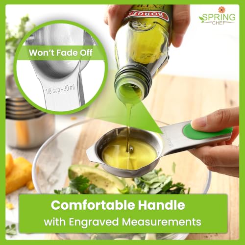 Spring Chef Stainless Steel Neon Magnetic Measuring Cups & Spoons Set of 15 | Patented, BPA Free, Strong Magnets, Heavy Duty - color: Neon, size: Set of 15