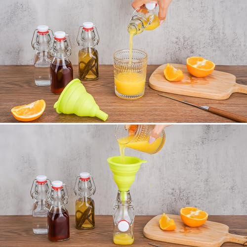 WILLDAN 4oz-6 Pack Swing Top Glass Bottles - Flip Top Brewing Bottles For Kombucha, Kefir, Vanilla Extract, Mead, Vinegar, Beer- Airtight Stopper Lids - Comes With Extra Gaskets, Funnel and Labels - size: 4oz-6 Pack