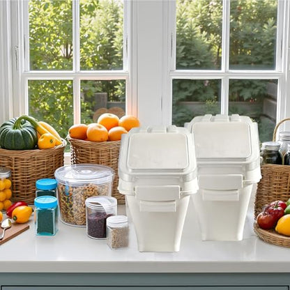 Flour Bin,25 lb Stackable Kitchen Ingredient Storage Container with Lid - Food Pantry Organizer for Flour, Sugar, Rice, Baking,Dog Food Supplies (25lb) - size: 25lb