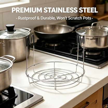Canning Rack for Water Bath Canne Premium Stainless Steel with Heat Resistant Silicone Handles & Safe Jar Lifter