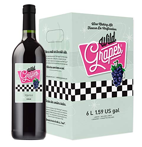 Wild Grapes Merlot Style Wine Making Kit and Equipment Kit Bundle - Wine Making Supplies Included - All-in-One Kit Makes Up to 30 x 750mL Bottles, 6 Gallons of Wine