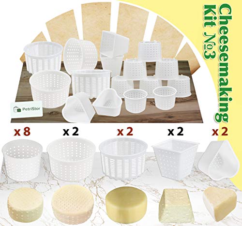 PetriStor 16 Pcs Soft Cheese Making Kit for Beginners - Small Cheese Molds - Cream Cheese Molds for Making Cheese - Molde Para Queso Fresco Casero - Paneer Maker Mold - Cheese Making Supplies №3