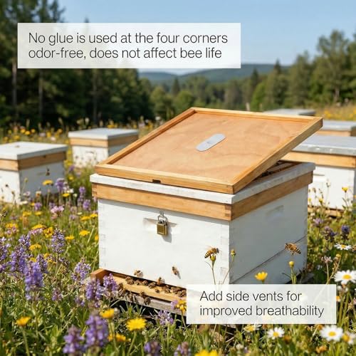 2PCS Beehive Inner Cover for 10 Frame Hive Box, Beeswax-Coated Ventilated Inner Cover, Bee Hive Screen Inner Cover, Compatible with 10 Frame,All Beginners and Professional Beekeepers (2)