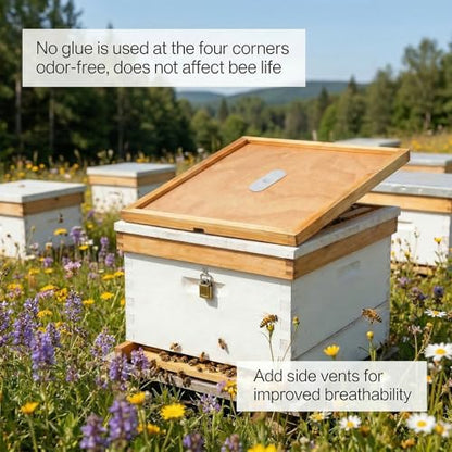 2PCS Beehive Inner Cover for 10 Frame Hive Box, Beeswax-Coated Ventilated Inner Cover, Bee Hive Screen Inner Cover, Compatible with 10 Frame,All Beginners and Professional Beekeepers (2)
