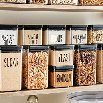 Talented Kitchen Kitchen Adhesive Labels - Waterproof Labels for Storage Bins - Pantry & Jar Stickers for Spices - Pack of 136, 2 x 3 in, Black Text on Clear Vinyl - color: Black Text on Clear Background