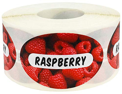 Raspberry Grocery Store Food Labels 1.25 x 2 Inch Oval Shape 500 Total Adhesive Stickers - color: Raspberry