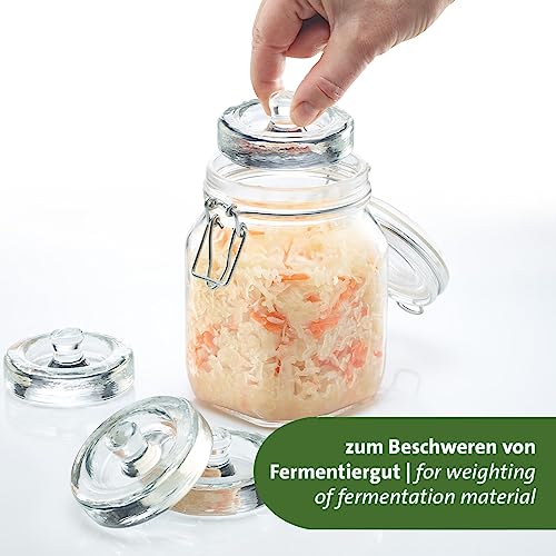 Westmark Fermentation Weights - Fermentation Set of 4 Fermentation Weights for Fermentation, Glass Weights in Two Sizes, Accessories for Fermentation - Glass, Diameter 8 cm, Pack of 4 - size: Ø 8 cm