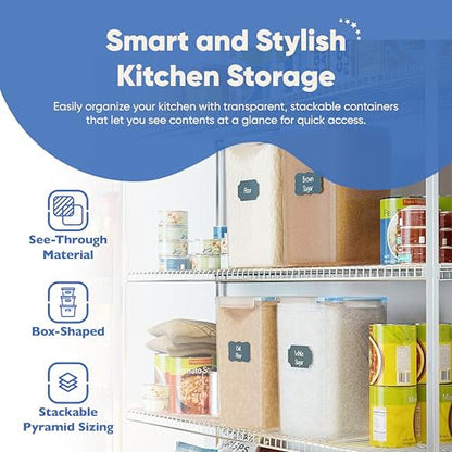 Chef's Path Extra Large Airtight Flour and Sugar Storage Containers with Lids, Set of 2, 6.5L Pantry Canisters for Bulk Flour and Sugar Storage - Transparent