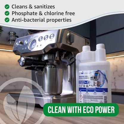 Caffenu Universal Milk System Cleaner, Alkaline Liquid, 1 Liter Bottle