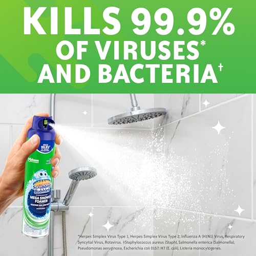 Scrubbing Bubbles Mega Bathroom and Shower Foamer Aerosol, Rainshower Scent, 20oz (Pack of 2) - size: 20 Ounce (Pack of 2)