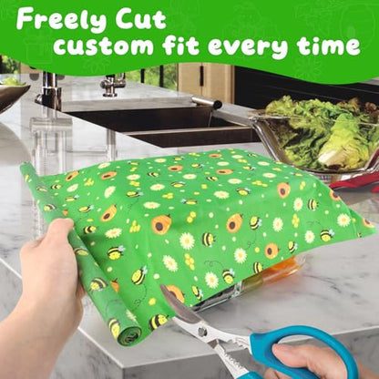 Beeswax Food Wraps,13x39 Inch Honeycomb Bread Wrap Eco-Friendly Reusable Bread Storage Bags Kitchen Food Storage Organic Beeswax Plastic Wrap - size: Bee Flower