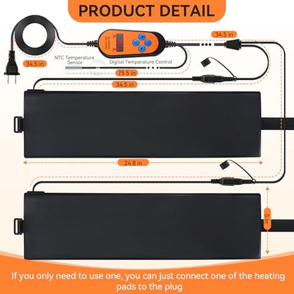 Aurelema 2 Pack Kombucha Heating Pad with 2 in 1 Plug, Kombucha Heating Wrap with Digital Temperature Control & Timing Function Fermentation Heating Pad for Home Brewing 1-3 Gallons Fermenter Vessels