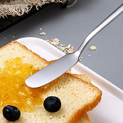 VANRA Cheese Spreader Knife Set 4-Piece Stainless Steel Butter Knife Small Sandwich Condiment Jam Bread Cream Canape Knives Spatula 6.5-inch - size: Sleek Tip