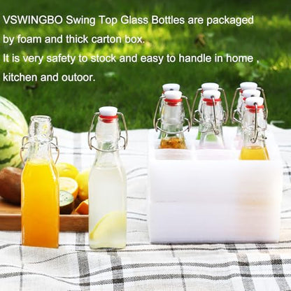 12 pack 8oz flip top glass bottles,swing top glass bottles 8 oz with lid for Home Brewing,2nd Fermentation,Kombucha,Kefir,Vanilla Extract,Juice,Tea,Beverages,Soda,Oils,Vinegar,Limoncello
