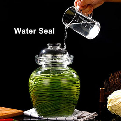 Pickle Jar, 1.5 Liter Fermentation Kimchi Jar with Water Seal Lid | Food Grade, Clear Glass, for Making Pickles Kimchi Sauerkraut and Fermenting Vegetables Relishes Fruits, Kombucha - size: 1.5L
