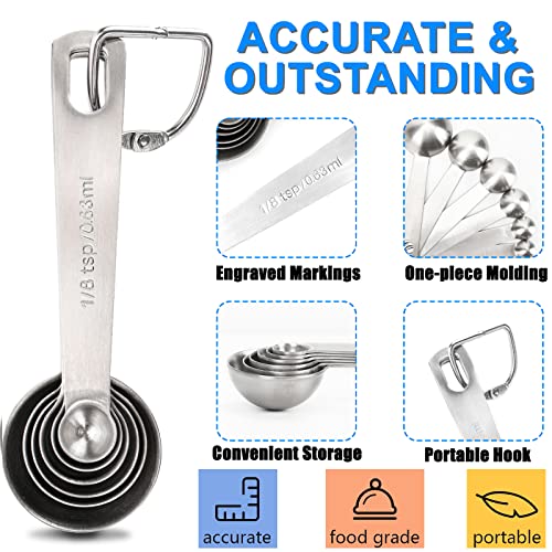 Measuring Spoons, Premium Heavy Duty Stainless Steel Measuring Spoons Cups Set, Small Tablespoon with Metric and US Measurements, Set of 6 for Measuring Dry and Liquid Ingredients - size: 6PCS