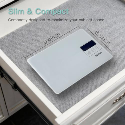AZEUS Food Scale with USB Rechargeable, Digital Kitchen Scale with 6 Units, High Precision to 0.04 oz /11lbs Capacity, Weight Range from 3g-5000g - color: White