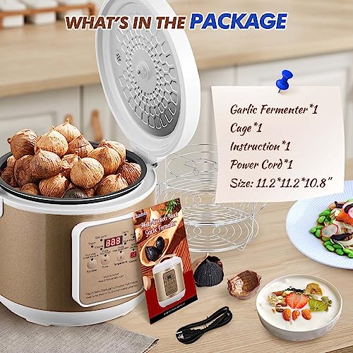 Moongiantgo 6L Black Garlic Fermenter, Automatic Intelligent Fermenter Machine for Natto, Yogurt, Kimchi, Fruit Wine, Garlic Cooker with Precise Time Temperature Control, 110V - color: Golden