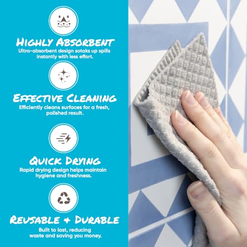 Organic Origin Swedish Dishcloths for Kitchen - Reusable Kitchen Cleaning Cloths, Absorbent Cellulose Sponge Cloths, Washable Dish Rags, Quick-Drying Dish Towels, Paper Towel Alternative (12 Pack)