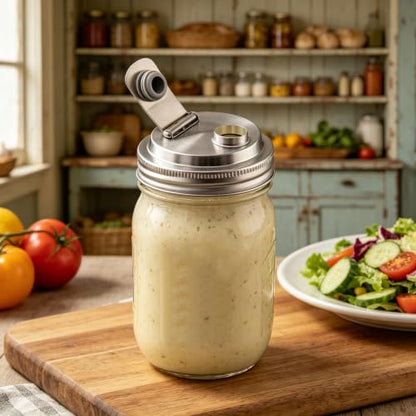 2026 New 2 Pack Stainless Steel Mason Jar Pour Spout Lids Wide Mouth Flip Top Lid 304 Food Grade Metal Sealing Cover for Coffee Juice Fermentation
