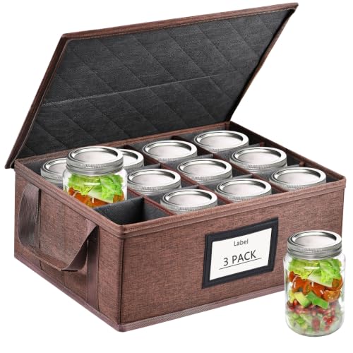 32 oz Mason Jar Storage Containers - Sturdy Canning Jar Boxes Organizer, Foldable with Dividers, Holds 12 Quart Mason Jars, Home Canning Supplies (3 Pack Quart) - size: 3 Pack Quart