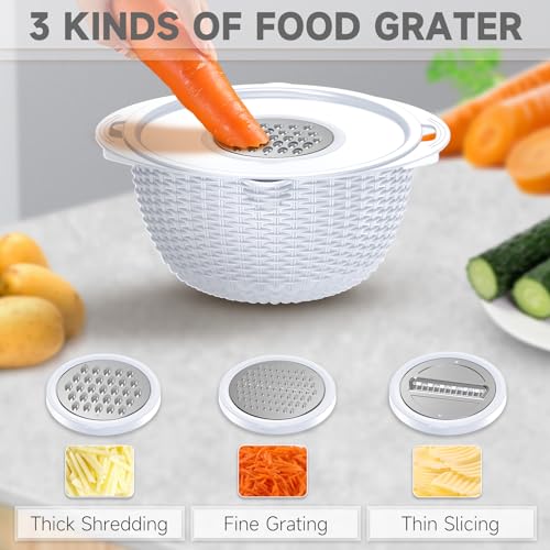 4-1 Strainer with Bowl Set - Rotatable Colander for Kitchen(Patented) - Strainers and Colanders - Pasta Strainer with New Upgraded Graters for Fruit Veggie Fun Kitchen Presents - White - color: White