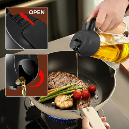 YARRAMATE 4Pcs 16oz/470ml Glass Olive Oil Sprayer Set with Stickers, Kitchen Gadgets, Including 2Pcs Non-Slip Bottle Mat, Cleaning Brush-Aesthetic Ideal Kitchen Gift - color: 23_4Pcs Gift Set
