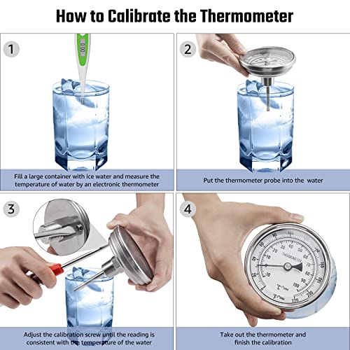 NPT 1/2 Brewing Dial Thermometer - Stainless Steel Kettle Thermometer with 3" Large Dial (0-220F / -10-100C)
