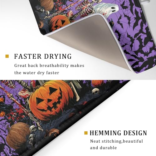 Giwawa Halloween Pumpkin Dish Drying Mat 18x24 inch Spooky Ghost Bat Dish Rack Mats Microfiber Draining Pad Fast Dry Holiday Kitchen Accessories - color: Halloween Purple, size: 18x24 inch