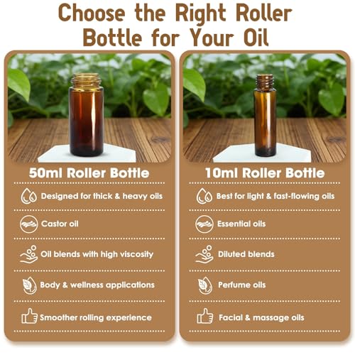 Tiger's Eye Roller Bottles for Essential Oils, 50ml Refillable Amber Glass Roll On Bottles with Natural Crystal Roller Balls, Leak-Proof Travel Perfume Bottle with Gold Caps - color: Tiger's Eye