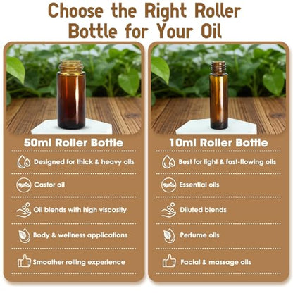 Tiger's Eye Roller Bottles for Essential Oils, 50ml Refillable Amber Glass Roll On Bottles with Natural Crystal Roller Balls, Leak-Proof Travel Perfume Bottle with Gold Caps - color: Tiger's Eye