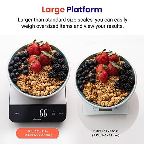 Etekcity Food Nutrition Scale, Smart Food Scale for calorie count, IPX6 Waterproof, Rechargeable, Bluetooth, Ounces and Grams for Weight Loss, Cooking, 304 Stainless Steel, Luminary 22lb - color: Luminary Stainless Steel