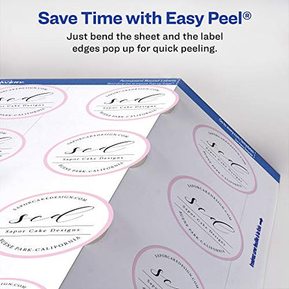 Avery Printable Round Labels with Sure Feed,2.5" Diameter,Glossy White,90 Customizable Labels (22830),(Pack of 5) - color: White, size: 2.5" (Pack of 5), style: 90 labels