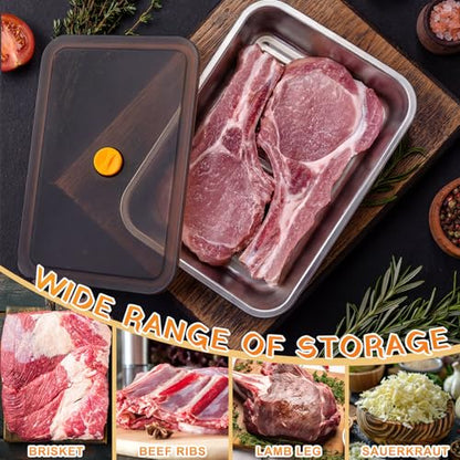 Reallnaive 3 Pcs Stainless Steel Marinade Containers with Lid, 3.3, 5.6, 8 Qt Metal Meat Brining Containers, Brining Prepstorage Box Dishwasher Safe Bpa Free for BBQ Tailgates Storage - size: 3.3，5.6 , 8 Qt