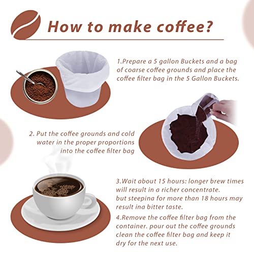 Cold Brew Coffee Filter Bag Compatible With Toddy Cold Brew System Strainer Bag for 5 Gallon Commercial Brewers, Washable & Reusable - 2 Pack