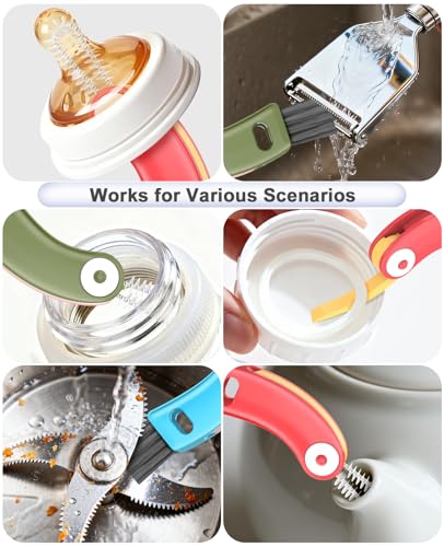 3 in 1 Cup Lid Cleaning Brush 3 PCS - Multifunctional Cleaning Brush Set for Tight Spaces, Bottle Gaps & Travel Mugs | Portable Durable Cup Lid Cleaner Tools (Multicolor)