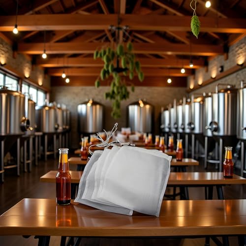 5 Pcs White Nylon Straining Bag - Fine Mesh - Homebrew Beer Wine Cider Dry Hop Beer Brewing Filters and Straining Home Brewing and Wine Making(6 x 7.8 inch(Width x Height)）