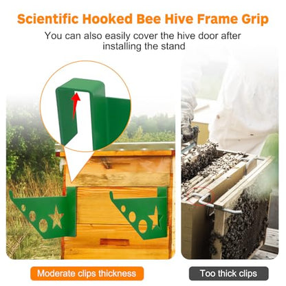Beehive Frame Holder, 2 Pcs Bee Hive Stand,Green Double Spraying of Paint Stainless Steel Beehive Frame Perch,Beehive Inspection Bracket,Beekeeping Supplies Bee Hives Boxes Starter Kit for Beekeeper - color: Green-2pcs