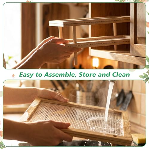 3 Set Large Pasta Drying Rack 12.6" x 16.5" Stackable Herb Dryer Rack with Mesh Wooden Flower Drying Storage for Pasta Herb Seed Flower Dryer Cook Gift Homesteading Essentials