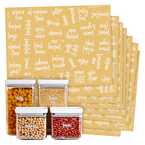 Talented Kitchen Kitchen Labels for Pantry Containers - 375-Pack, White Script on Clear Vinyl - Waterproof Preprinted Jar & Food Storage Container Labels - Kitchen Storage & Organization - color: White Text on Clear Backing