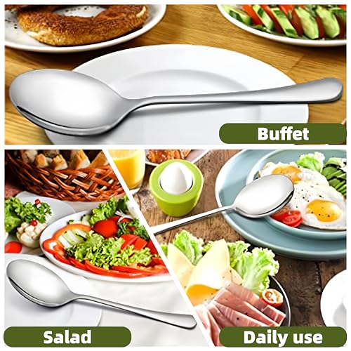 Large Serving Spoons,AOOSY 2 Pcs-9.8 Inches Stainless Steel Serving Spoon | for Buffet, Parties, Catering,Solid Serving Utensils Serving Utensil,Dishwasher Safe - color: 2Pcs-Silver Large Serving Spoons